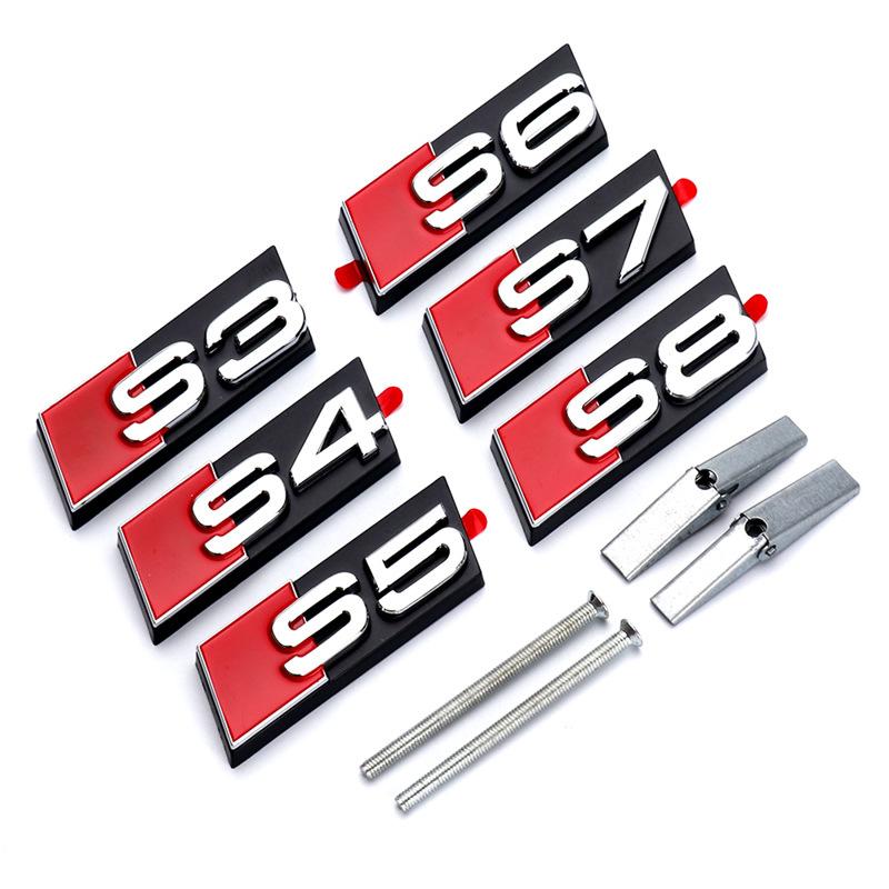 For Audi RS3 3d ABS Chrome Black Logo S3 S4 S5 S6 S7 S8 Emblem Honeycomb Car Front Grille Bdage For Audi S 3 4 5 6 7 8 Accessories