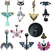 Punk Halloween Stainless Steel Belly Button Ring For Women Girl Personalized Bat Ghost Skeleton Navel Ring Body Piercing Jewelry