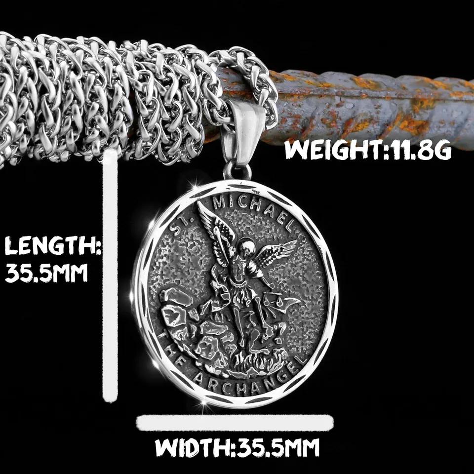 Нержавеющая сталь Крест Иисуса Подвеска Viking Ожерелье Мужское Щит Убийца Драконов Амулет Подвеска Святой Николай Молодежные Украшения