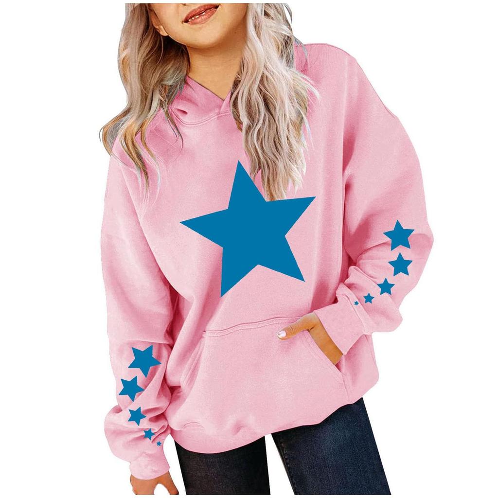 Women's Hooded Gradient Printed Long Sleeved Sweatshirt Loose Women's Sweatshirt  Sweatshirt