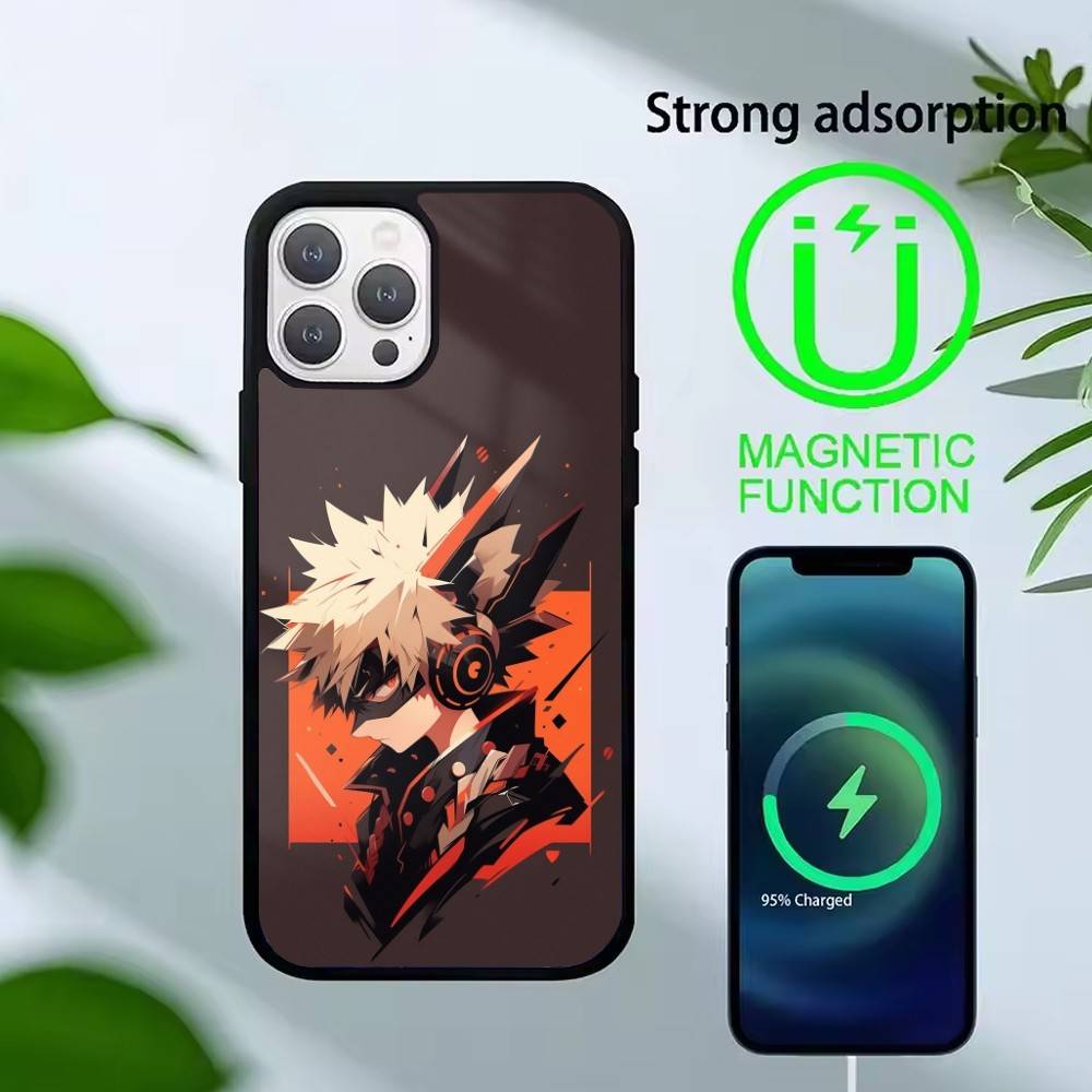 Чехол для телефона Katsuki Bakugo E-Hero Academia Для iPhone 17,16,15,14,13,Pro,Max,Plus, Магнитный Для Magsafe Беспроводной Зарядки