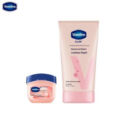 Набор: Увлажняющий крем для рук Vaseline Radiant Hydration и бальзам для губ с персиком