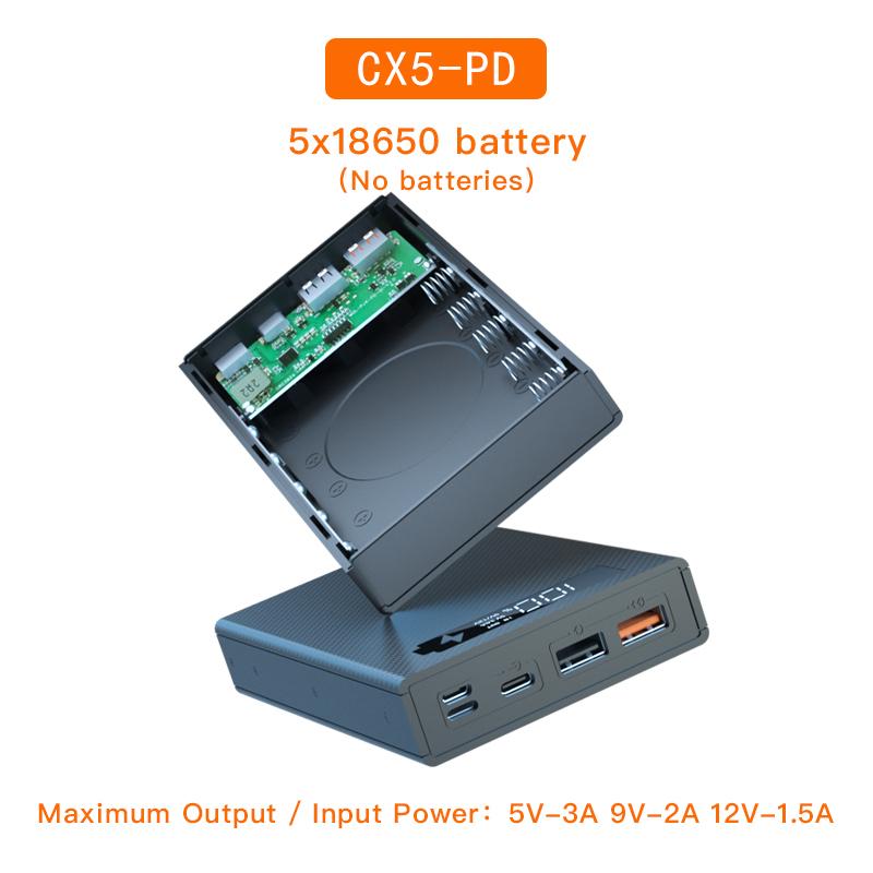 Чехол CX5 Power Bank Съемный DIY 5x18650 Чехол для зарядного устройства Быстрая зарядка Power Bank Box для смартфона Чехол для зарядного устройства «сделай сам»