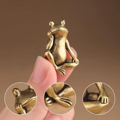 Латунная фигурка лягушки, размышляющей, винтажная лягушка, животное, медная статуэтка, украшения, украшения для офиса, дома, настольные украшения, ремесла