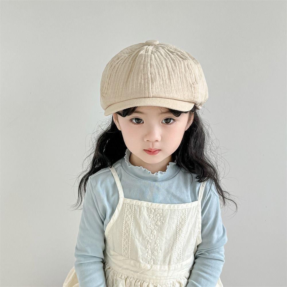Solid Color Children Forward Hat Visor Baby Beret Retro Kids Newsboy Cap Boy Girl