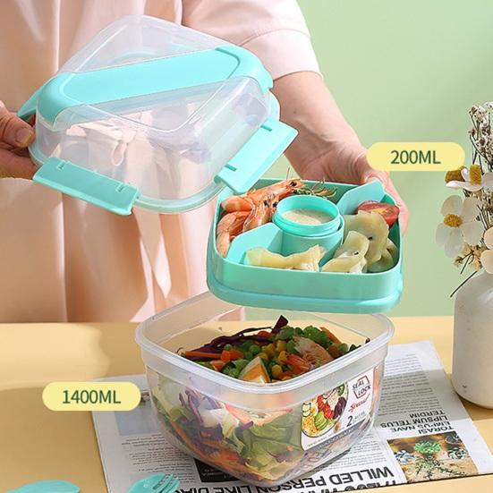 Прочный портативный контейнер для хранения салатов, легкий двухслойный контейнер для обеда, школьный контейнер для еды