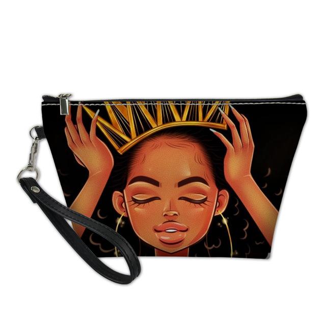 Custom Makeup Bags Afro African Girls Print Cute Cosmetic Bag Beauty Travel Organizer Make up Pouch Suitcase Women Toiletry Bag