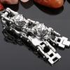 Готический браслет с подвеской в виде черепа и головы льва, мужской браслет из нержавеющей стали, массивный, 13/18 мм, цепочка для рук, мужской браслет-цепочка для мотоцикла, ювелирные изделия
