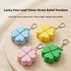 Lucky Four Leaf Clover Keyboard Keychain Flashing Light Mechanical Button Stress Relief Pendant Anxiety Relief Bag Charm Gifts