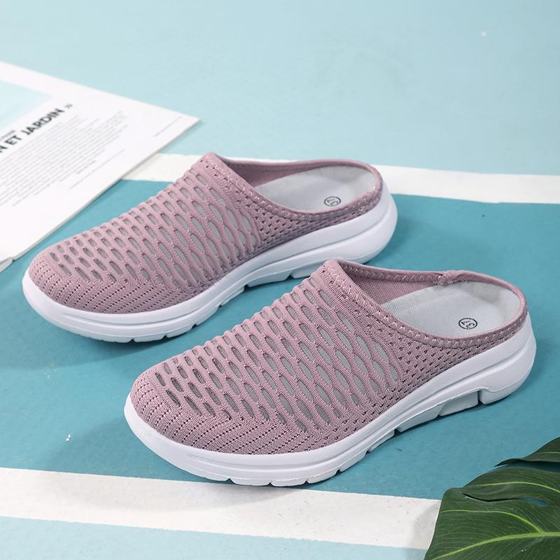 Shoe for Women New Hollowed Out Lazy Half Slippers Summer Mesh Comfortable Casual Soft Sole Breathable Women's Hiking Slippers