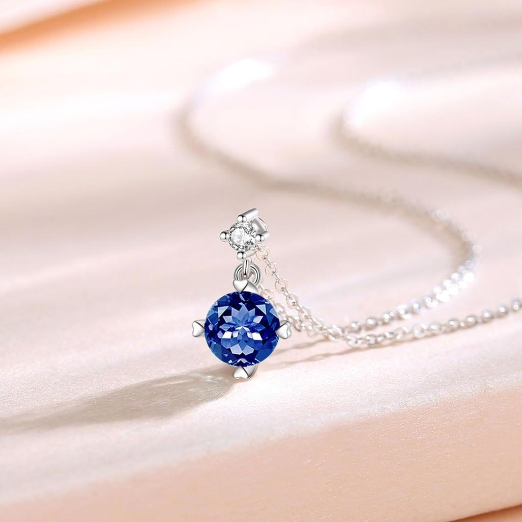 Platinum Necklace for Natural Diamond September Single White Return Popular Gift Wrapping Included [FANCIME] Women, Sapphire, Birthstone, Pt950,