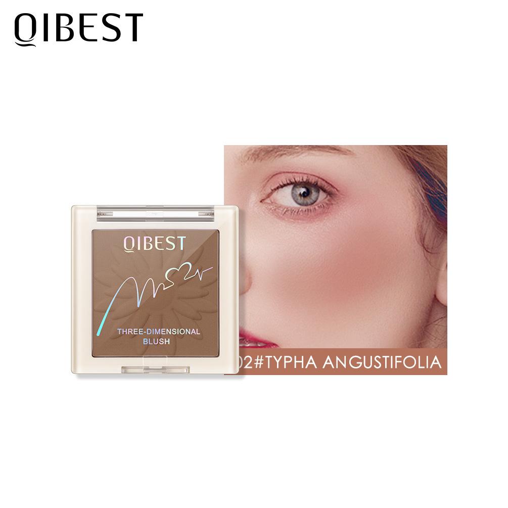 QIBEST Blush Powder Natural Repairing Rouge Powder Is Not Easy To Take Off Makeup Matte Pearlescent Blush Powder