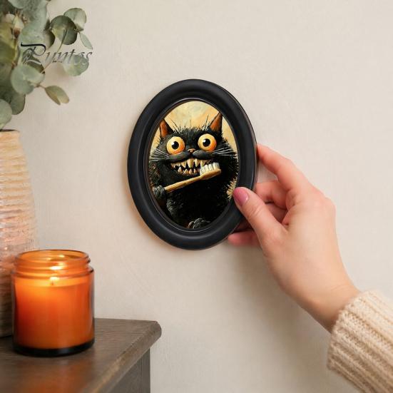 Печать масляной картины с призраком, Декор стены на Хэллоуин, Милый настольный знак, Винтажная овальная картина в рамке в ретро-стиле, Декоративное искусство для каминной полки, гостиной, спальни