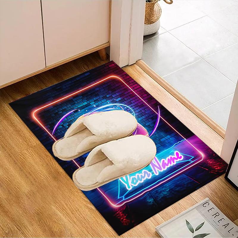 1PC Custom Name Neon Lights Dreams Theme Floor Mat Ideal for Living Room, Game Rooms, Office, Bedroom Floor Mat Playful Design