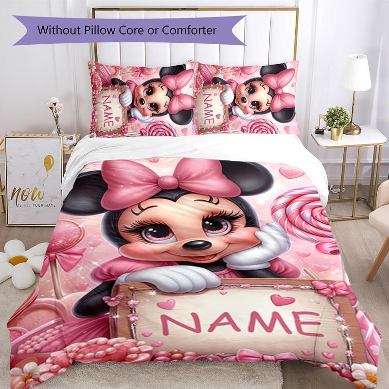 3pcs Minnie5 Cover Set - Personalized Name, HD Printed Bedding with 1 Cover and 2 Pillowcases - Perfect for Home Decor, Easy Care