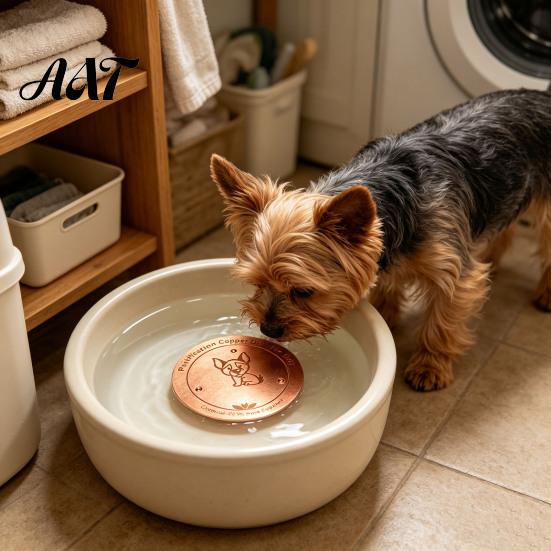 99.9 Percent Pure Copper Water Purifier Purification Disc for Dog, 4-Inch Diameter Disc, Pet Dispenser Cleaning with 3-Point Support Dog