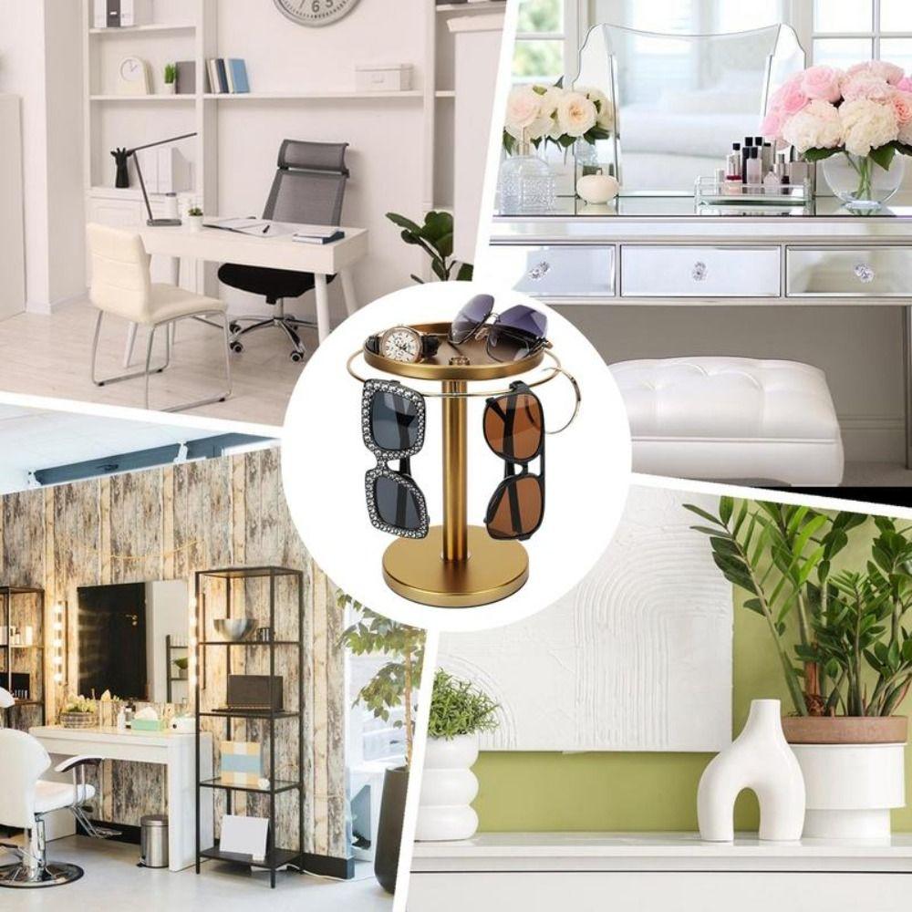 360° Rotating Glasses Stand Organizer Stainless Steel Sunglasses Holder  for Desk