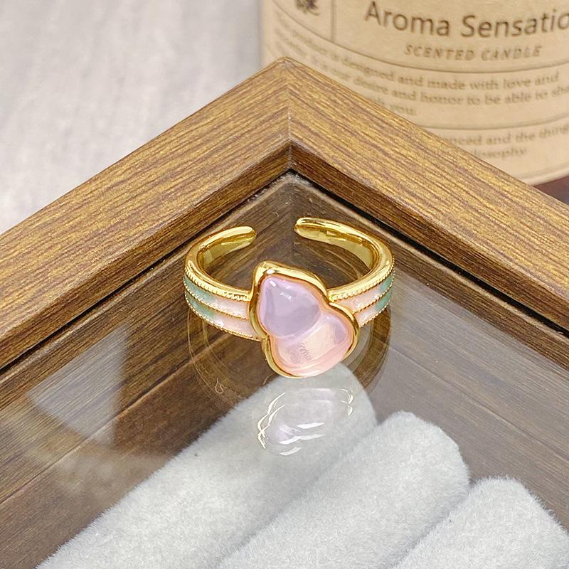 Средневековое Винтажное Цветное Эмалированное Цветок Бабочка Открывающийся Кольцо Женское Ретро Нишевое Высококлассное Легкая Роскошь Кольцо