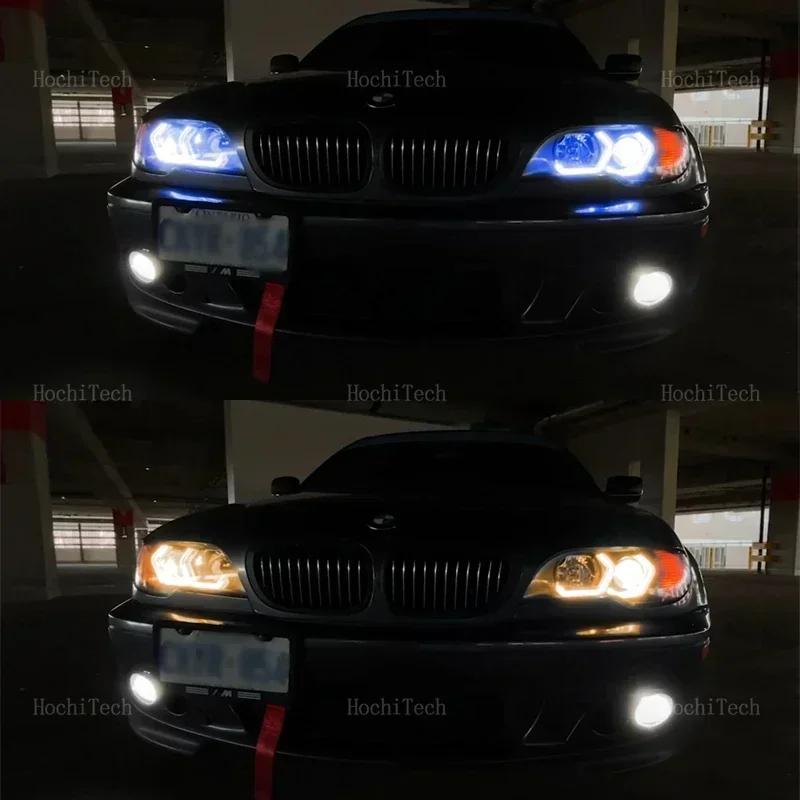 For BMW E46 Coupe Cabrio Convertible Facelift 2004-2006 RGB Colorful Angel Eyes Ring Led M4 Style APP Control Headlight DRL