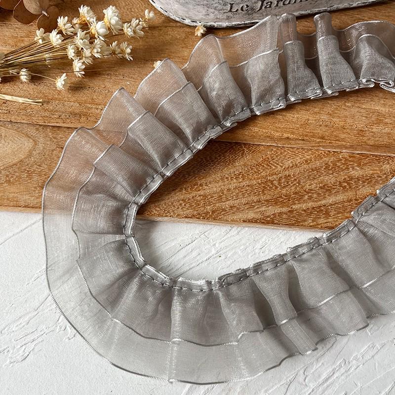 Манжеты воротника с оборками, двухслойная кружевная отделка из снежной пряжи шириной 4 см