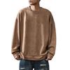 W Wonyo Suede Long Sleeve Plus Round Neck Long Solid Medium Thick Suede Stylish Crew Neck Casual Stylish Retro XL Men's T-Shirt, Size, Pullover,