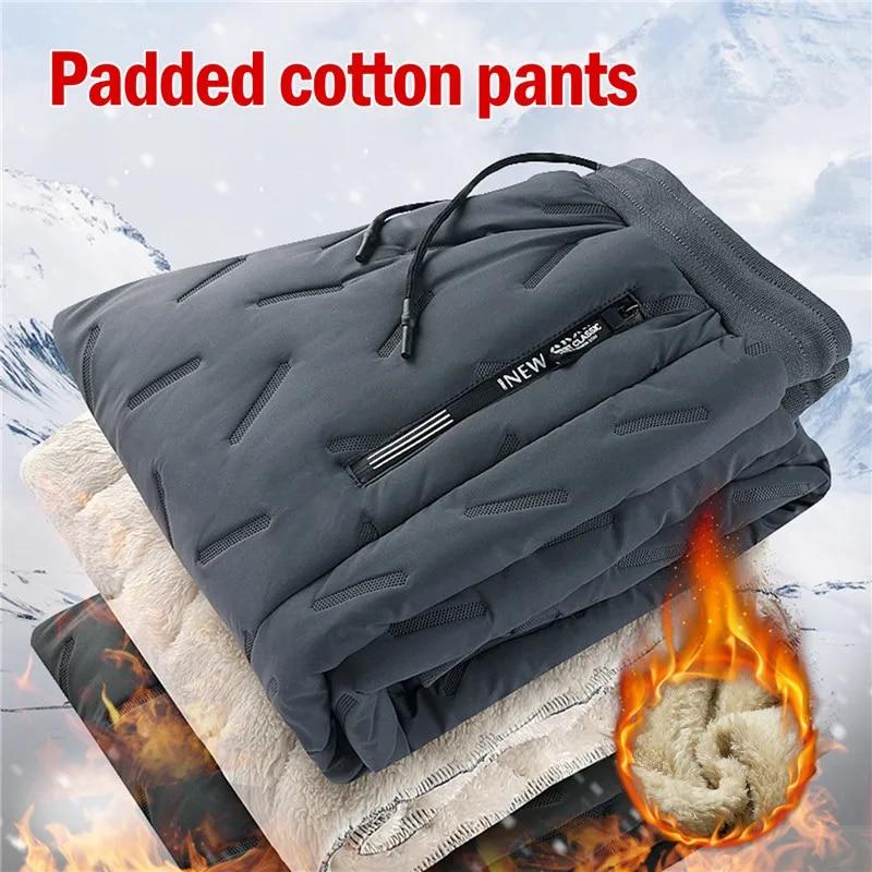 Зимний свитшот, мужские плюшевые толстые флисовые спортивные штаны, термобрюки из овечьей шерсти, повседневные брюки, водонепроницаемые ветрозащитные теплые хлопковые брюки