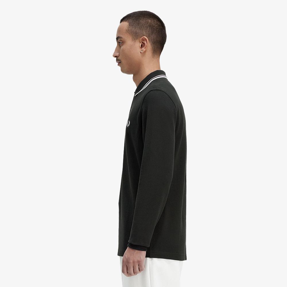 FRED PERRY [M3636] Long Sleeve Twin Tip Fred Perry Shirt - Night Green/Snow White M3636-T50
