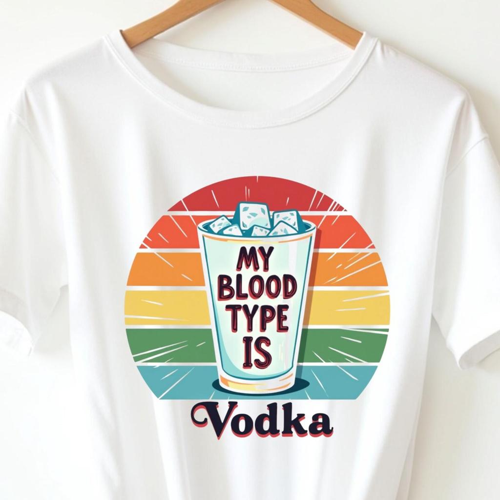 My Blood Type Is Vodka Funny Sarcastic T Shirt, Vodka Lover Drinking Humor for Party Nights, Alcohol Joke for Adults Who Love Vodka