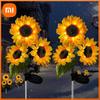 1pc Solar Sunflower Lights 3 Heads 1 Head Garden Stake Outdoor Decorative Waterproof LED Landscape Lights for Patio Garden Yard
