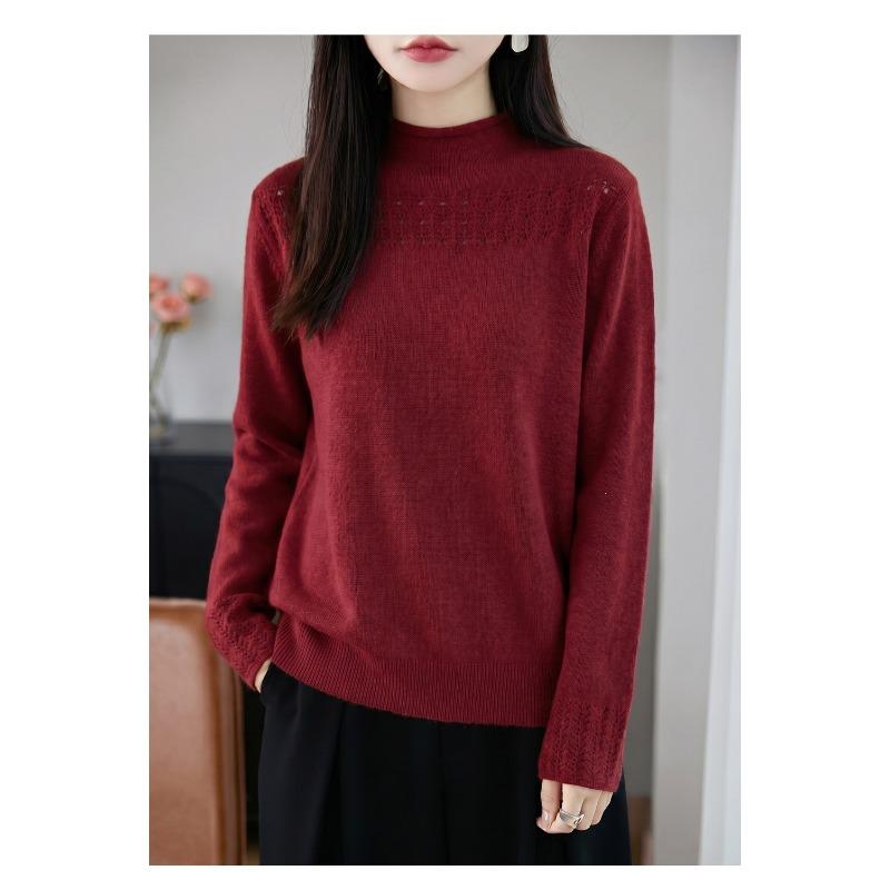 Women S Seamless Half High Neck Loose Long Sleeve Knit Sweater