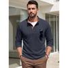 Men S Casual Stand Collar Jacquard Long Sleeve Sweatshirt With Chest Pocket