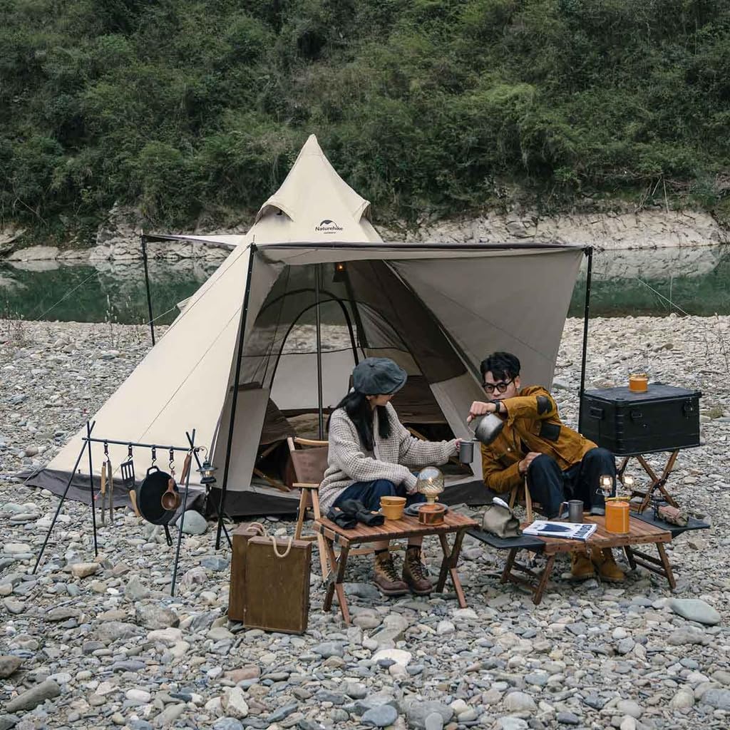 Naturehike Person Шестиугольная пирамида Один шест Подходит для всех Легко Блокирует Солнце Включает в себя Снежную юбку Для С 3-4 Палатка, Сезоны, Установка, Компактный,