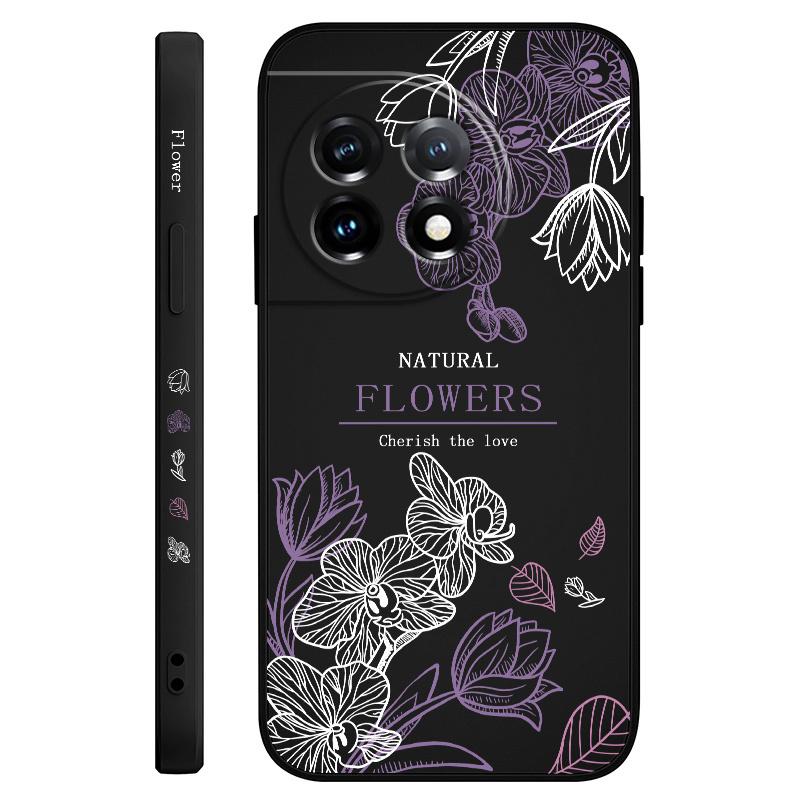 Чехол для телефона с цветочным языком для Oneplus 13 13R 12 12R 11 11R 10 10R 10T 9R 9RT 9 8T 8 7 7T Pro 5G Жидкий силиконовый чехол