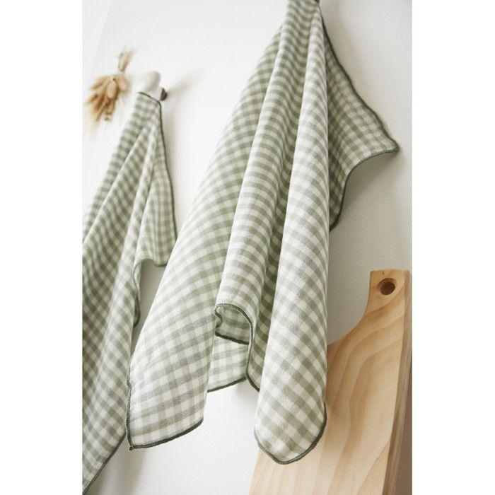 Lot de 2 essuie-mains "Vickie" 50 x 70 cm Tissé teint "Gaze de Coton" l'Effet Papillon