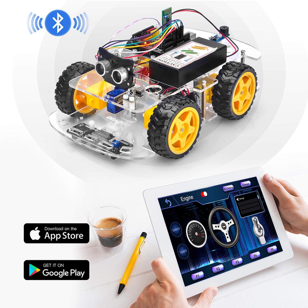 OSOYOO Arduino UNO Многофункциональный Образовательный Робот-Машина V2.1 STEM Дистанционное Управление Приложение 4WD Сборка, Программирование, Обучение Образовательный Электрический Робототехнический