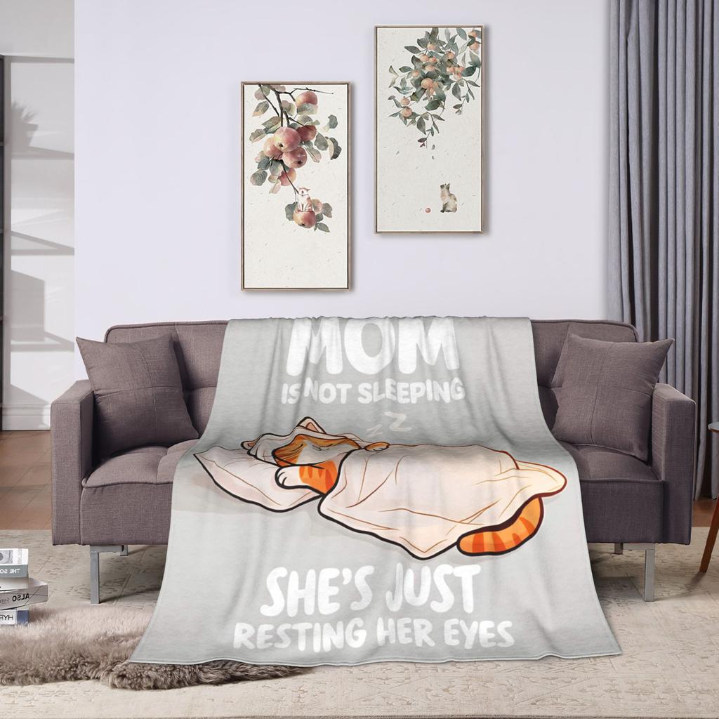 Funny Cat She is just Resting Her Eyes Warm Blanket Pattern Travel Car Throw Blanket Home Decor Flannel Bedspread Sofa Cover