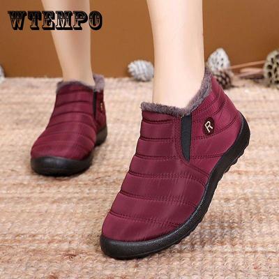 Женские ботинки, зимняя обувь, непромокаемые зимние сапоги, теплые ботильоны на плоской подошве для пар, без шнуровки, женская обувь на плоской подошве больших размеров, короткие сапоги