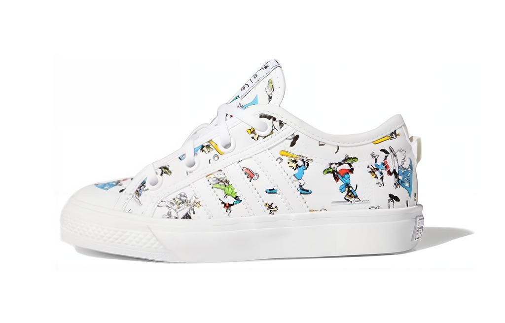 Disney x Adidas Originals Nizza Sport Гуфи Удобные Нескользящие Низкие Кеды для Скейтборда Белые FW3823