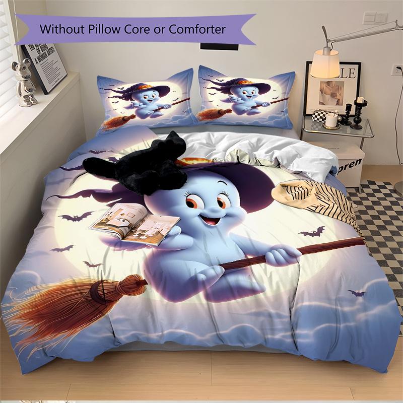 3pcs Flying Wizard Ghost Quilt Set - Soft and Comfortable Bedroom, Guest Room and Dorm Decor Bedding Set 1 Quilt Cover + 2 Pillowcases.L041