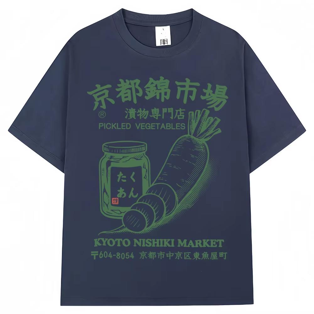Japanese Style Kyoto Nishiki Market Print Tshirt Fashion Vintage Mens Women T Shirt Oversized Cotton Casual Tshirt Streetwear