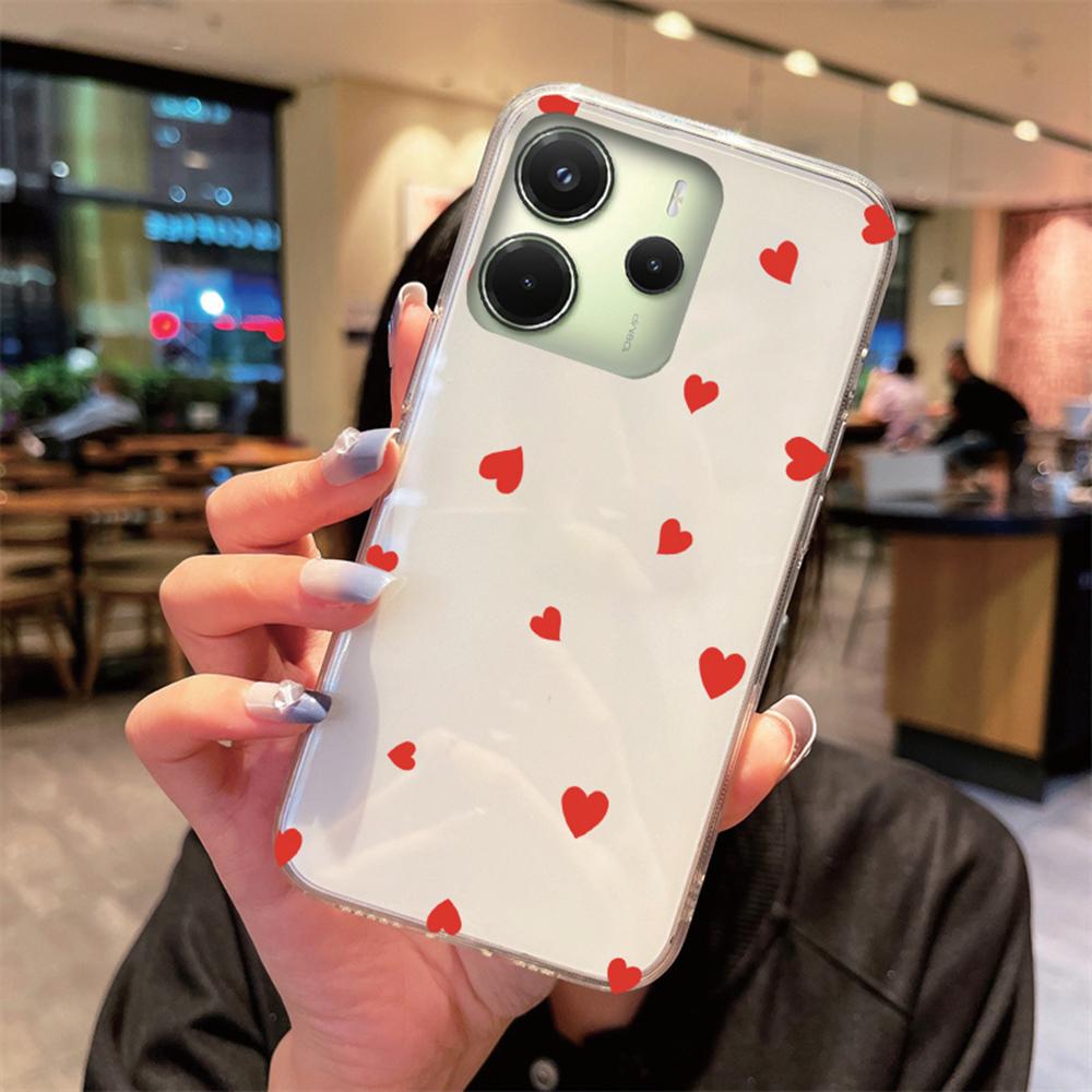Чехол для телефона Xiaomi Redmi Note 14 Pro 5G Мультяшное Сердце Любви Прозрачный Нежелтеющий Ударопрочный Чехол для redmi 14C 4G