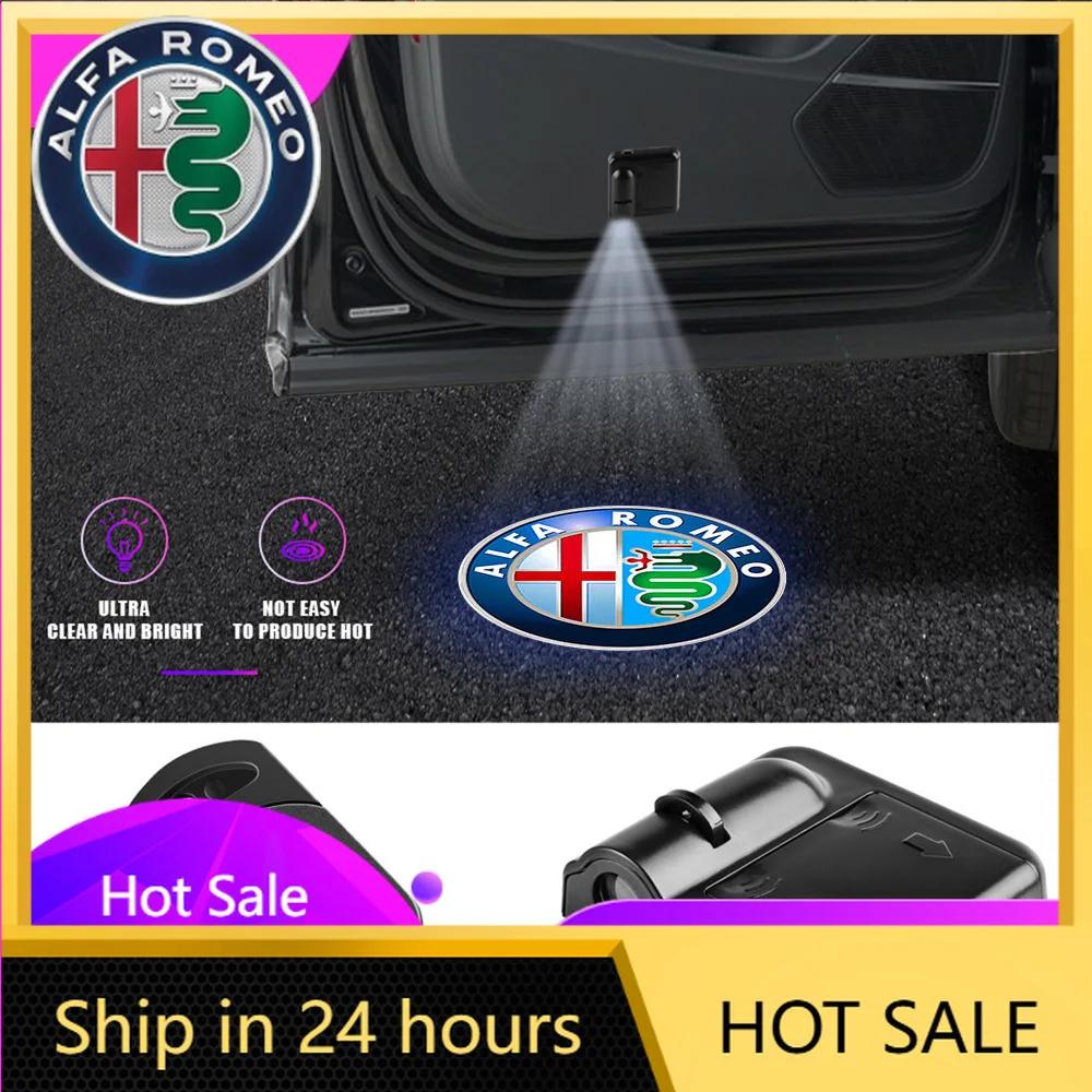 Car Stickers For Alfa Romeo Car Wireless Door Led Welcome Light Projection Lamp Light Decoration For Alfa Romeo Tonale Stelvio M zxb894