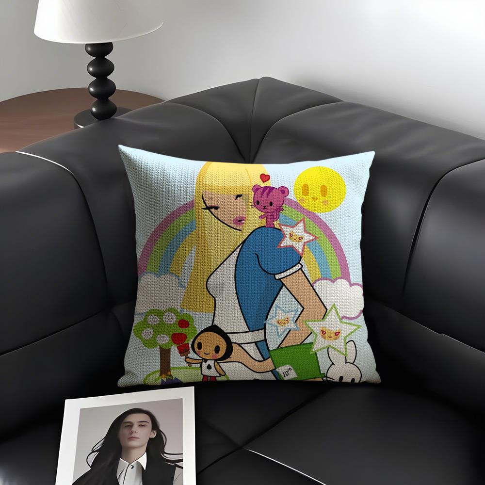 T-Tokidoki Girll Милая Наволочка На Подушку Натуральный Лен Органическая Ткань Двусторонняя Печать Диван Домашний Декор Подарок Чехол для Подушки