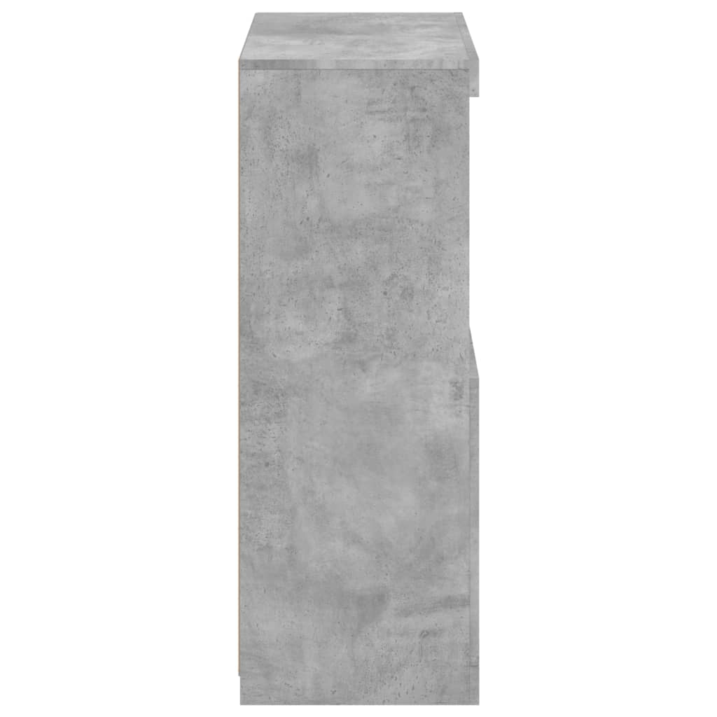 Side Table with LED Lights Concrete Grey Particleboard
