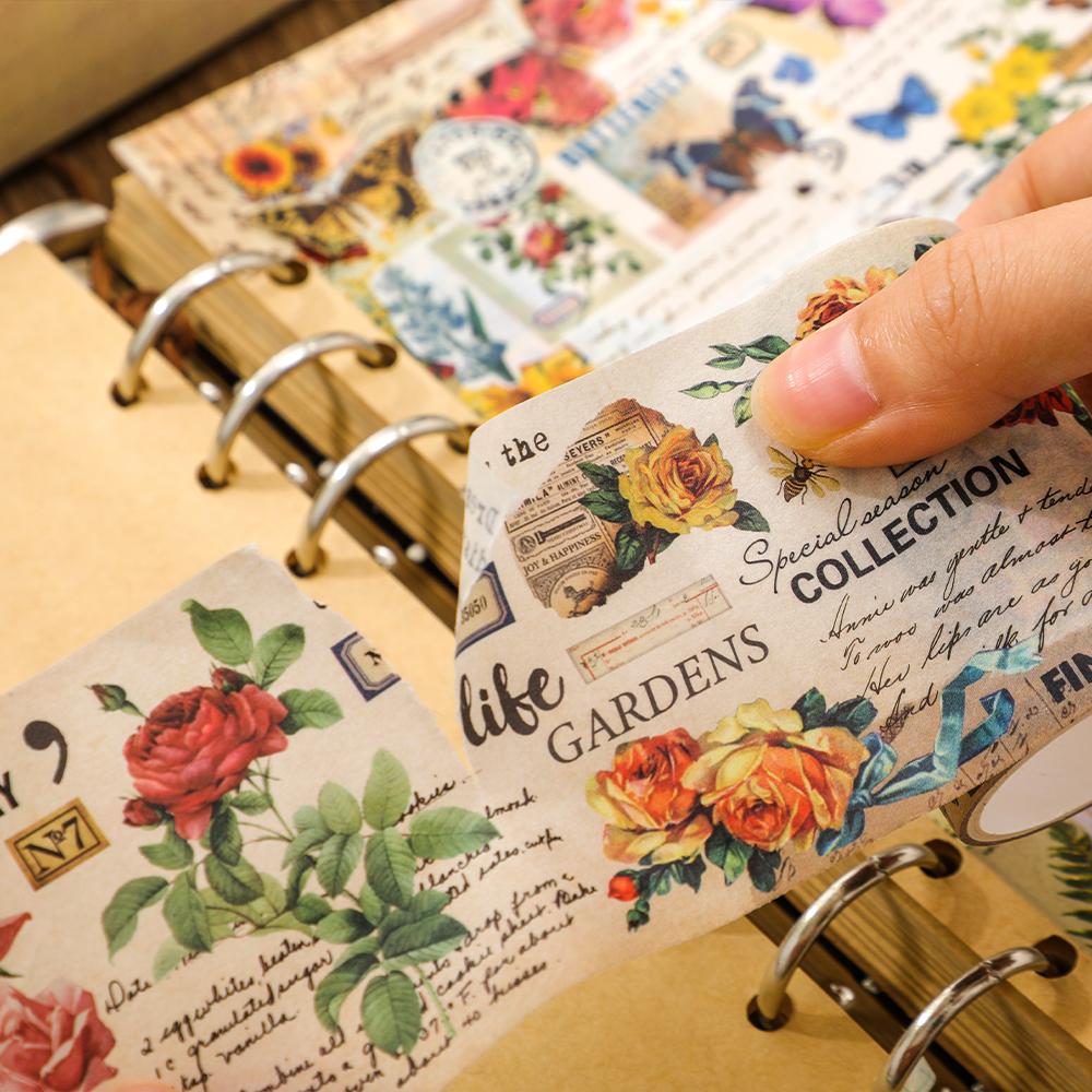 20 Rolls Vintage Washi Tape Set Butterfly Flower Plant Masking Tape 3 Rolls Bronzing Tape Scrapbooking Supplies