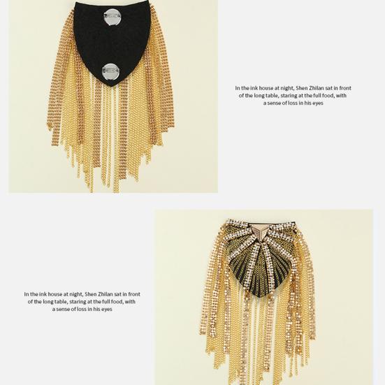 Shoulder Epaulet Long Tassels Metal Sequins Rhinestone DIY Elegant Men Women Shoulder Board Badge Brooch Business Suit Accessories