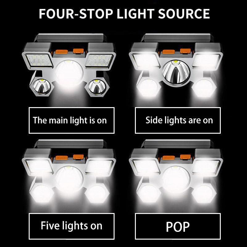 USB Перезаряжаемый Налобный Фонарь Портативный 5LED Налобный Фонарь Встроенный Аккумулятор Фонарик Портативный Рабочий Свет Рыбалка Кемпинг Налобный Фонарь Для T KTY