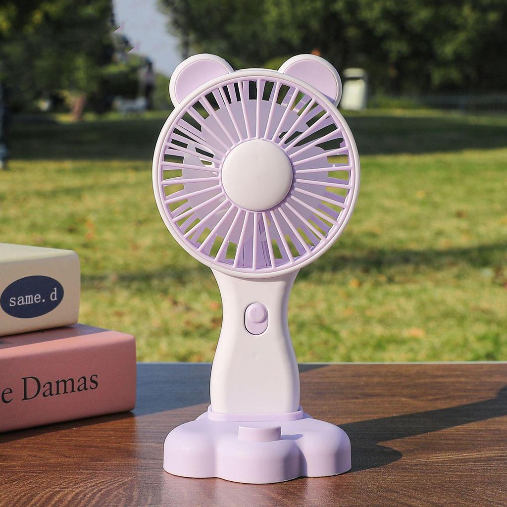 Cartoon Mini USB Rechargeable Portable Fan for Students - Desktop & Handheld