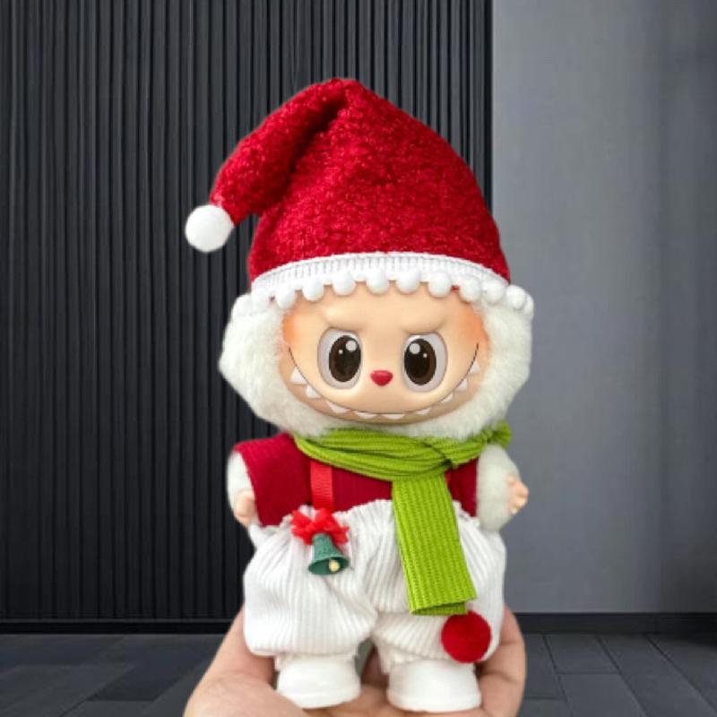 Горячий подходит для одежды labubu baby 17 см, холщовая одежда, кукла-сюрприз, набор для переодевания, рождественский и новогодний набор