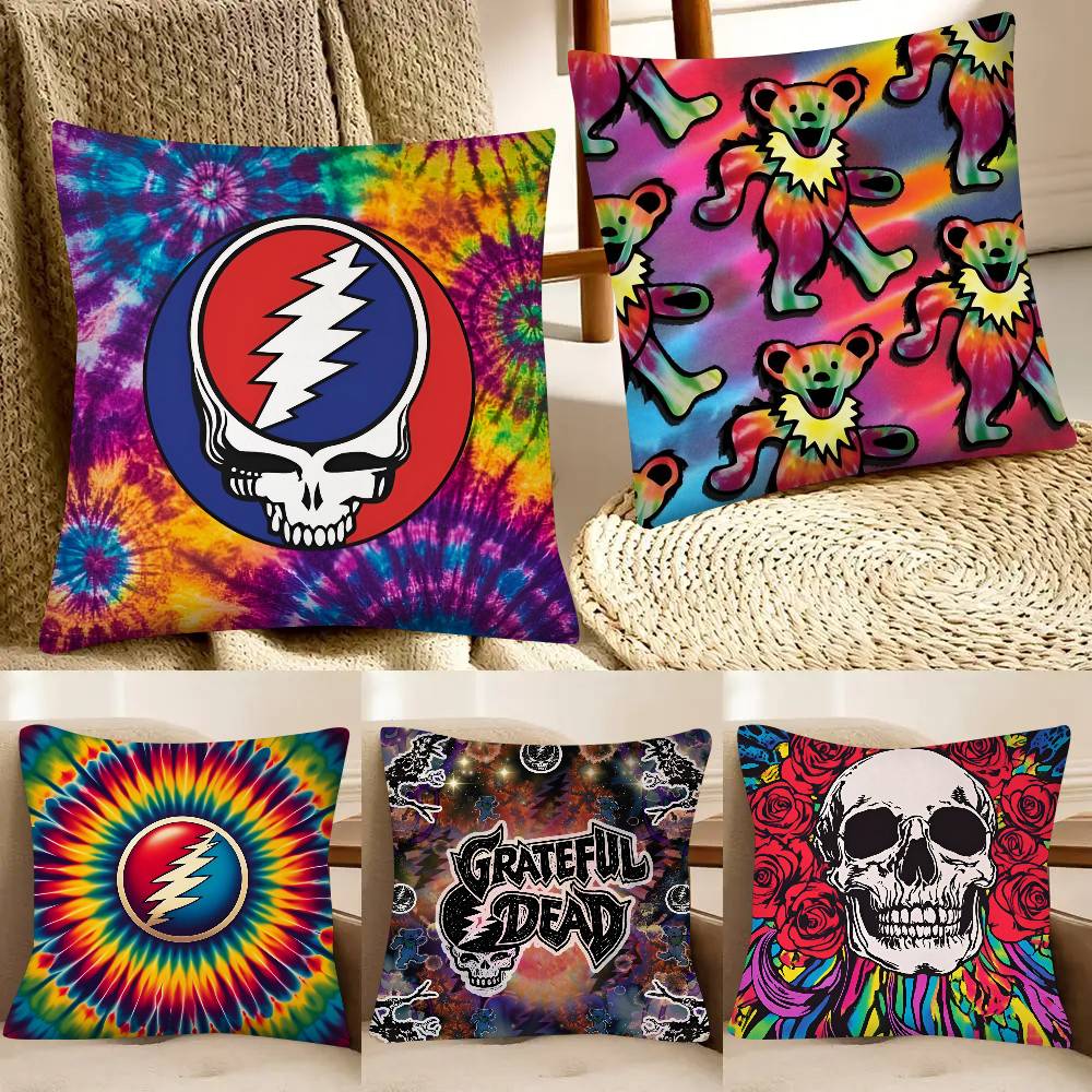 Band GGrateful DDead Pillow Case Fashion Square Pillowcase Bedroom Sofa Room Ins Decoration Leisure